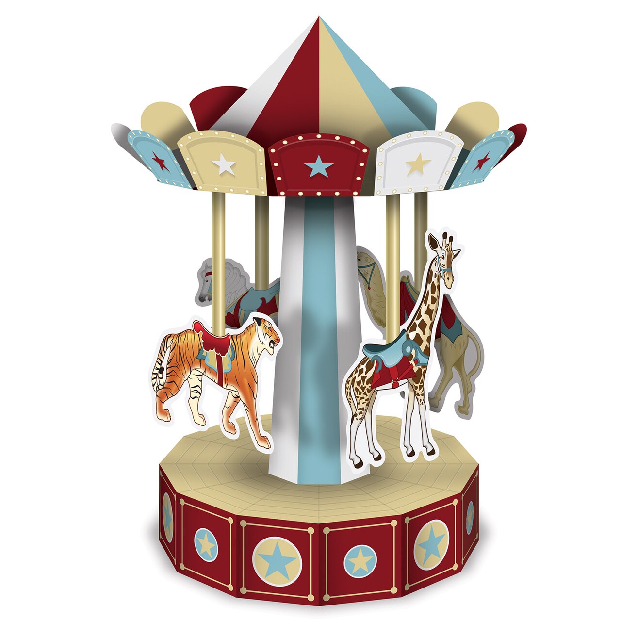 Beistle 10in. 3-D Vintage Circus Carousel Centerpiece - 12 Pack